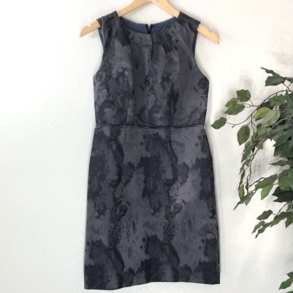 LOFT Petite Sleeveless Dress Marble Print Black Gray Size 6 Petite